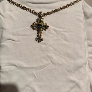 Vintage Elegant Gold Cross Pendant Necklace
